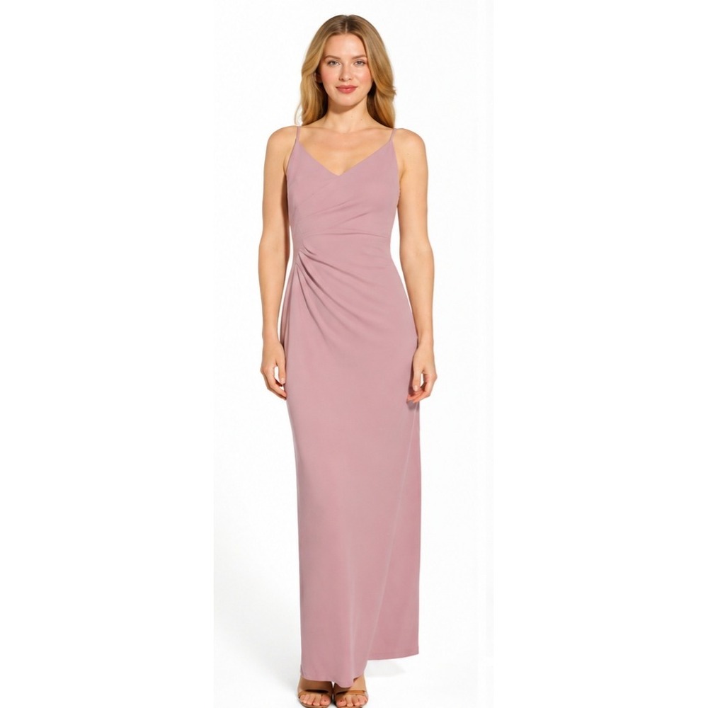 DB STUDIO Dusty Rose Side Drape Spaghetti Strap Formal Gown Size 0 NWT